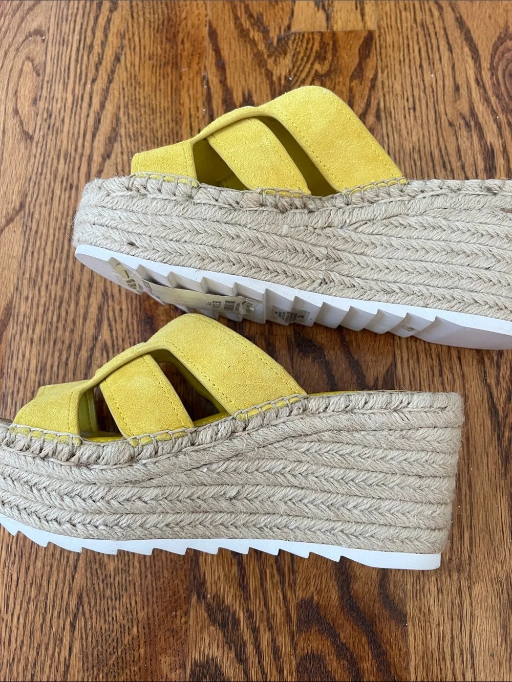 Marc Fisher Bright Yellow Espadrille Platform Slides-NWT